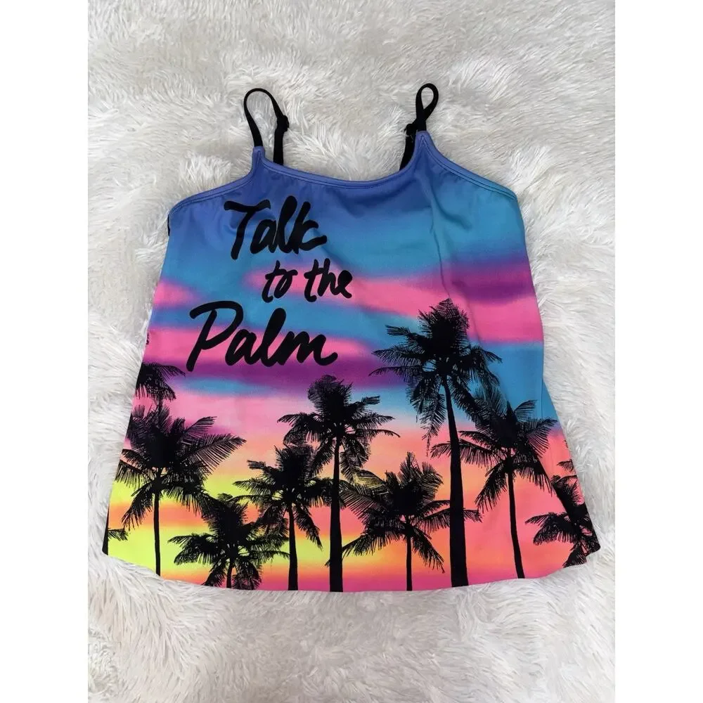 Justice Girls 16 “Talk To The Palm” Tankini Top. Cute, Fun